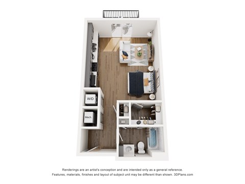 S1 Studio   1  Bath   513 Sq. Ft. Floor Plan at Prairie Encore, Missouri